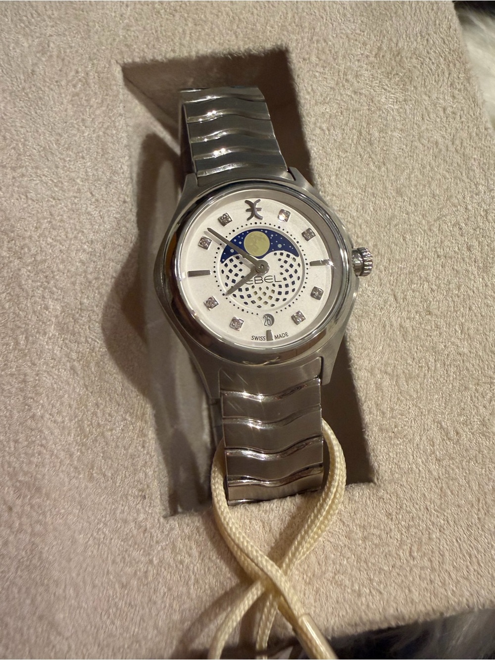 Ebel Stainless Steel Women’s Watch with Moonphase — Silver